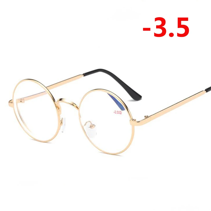 Myopia 350 1,0-1,5-2,0-2,5 до-4,0 готовые очки для близорукости для женщин мужчин анти синий Llight короткие очки для коррекции зрения круглые очки для близорукости - Цвет оправы: Myopia 350