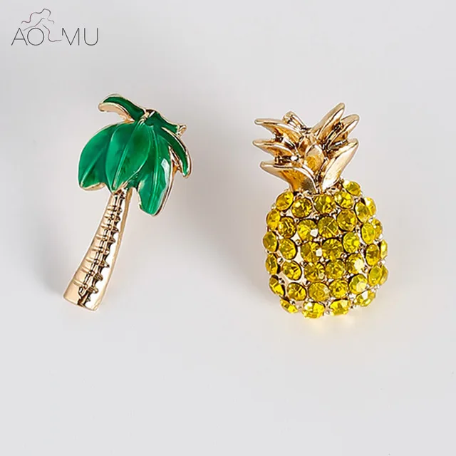 b AOMU, милые серьги-гвоздики с искусственным жемчугом, 3D сережки в виде ананасов для женщин, винтажное массивное ювелирное изделие, Мода, Brinco - Окраска металла: b