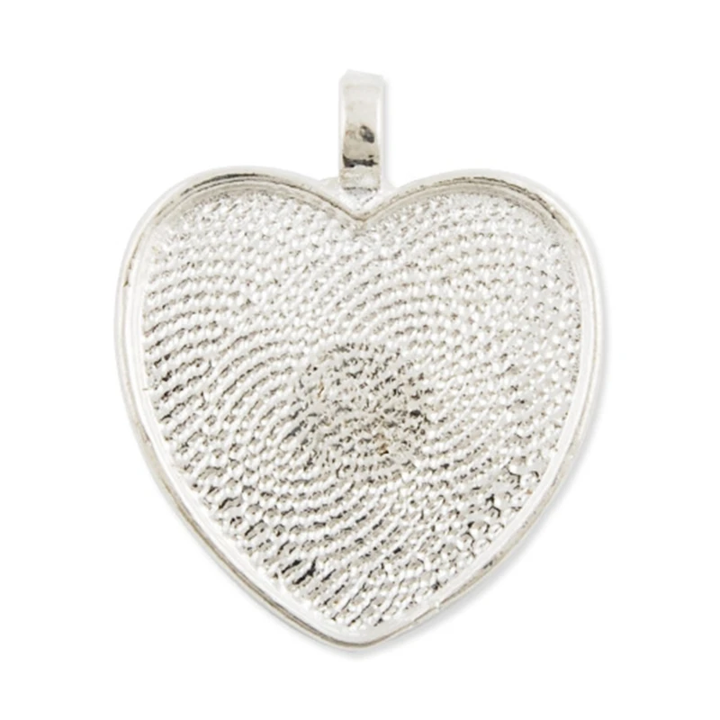 

25mm Antique Silver Heart Cameo Cabochon Bezel Base Setting Pendants ,Sold 20 Pcs Per Pkg;Blank Pendant Tray,Pendant Bezel-C1490