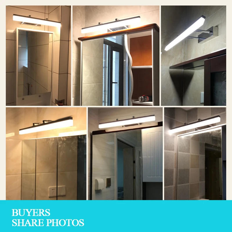 

Modern Bathroom LED Vanity light Wall lamp indoor bedroom Black Silver Gold Mural mirror Lighting Wall Lamp sconces fixtures