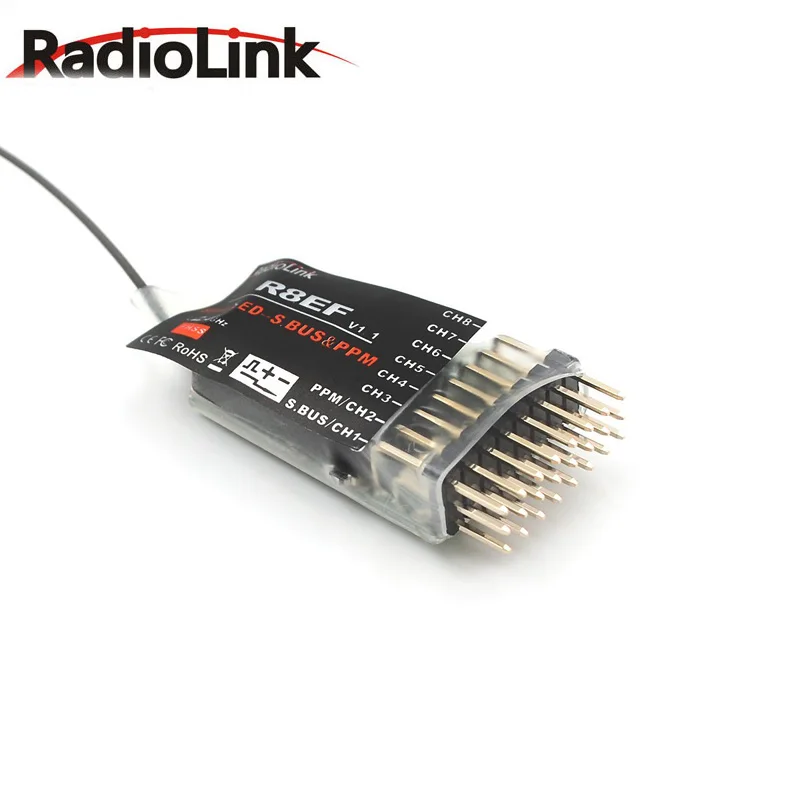 

10 PCS Radiolink R8EF Receiver 2.4G 8CH FHSS 8 Channels for T8FB RC4GS Support S-BUS PPM PWM Signal Quadcopter Multicopter