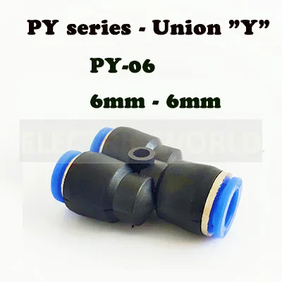 PY-06 "Y" Пневматический соединитель фитинг тройник Union Push In фитинг для пневматической трубы соединения OD 4 6 8 10 12 14 16 мм пневматические фитинги PY PW - Цвет: PY-06