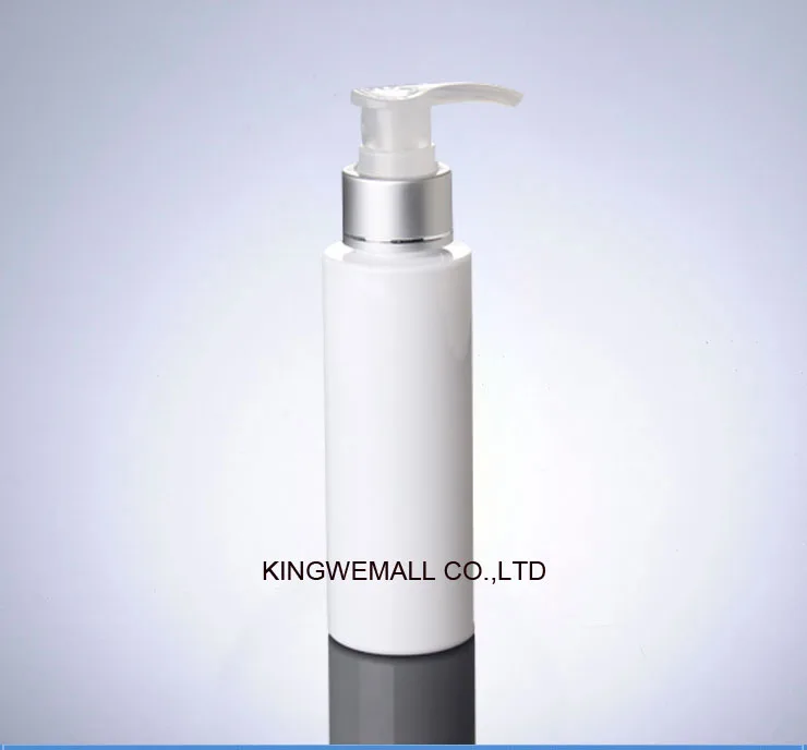 

plastic bottle 100ml flat shoulder anodized aluminum screw pump,100cc shampoo lotion pump white bottle 300pcs/lot