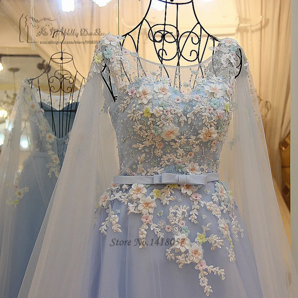 

Небесно-голубое богемное свадебное платье кружевные Красочные цветы свадебные платья принцессы стандартные китайские свадебные платья 2017...