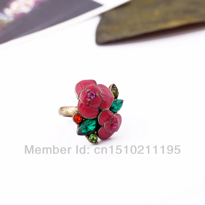 Женское кольцо с красными цветами|jewelry women rings|women ringsflower jewelry |