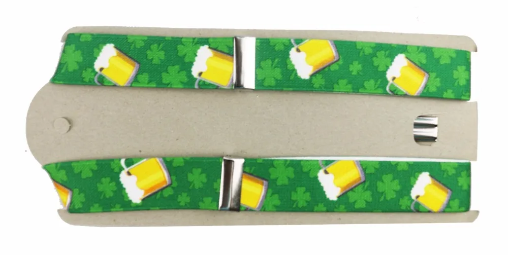 Winfox New Fashion Clip On Y Back Children Green Leaf And Cup Print Suspender For Boys | Аксессуары для одежды
