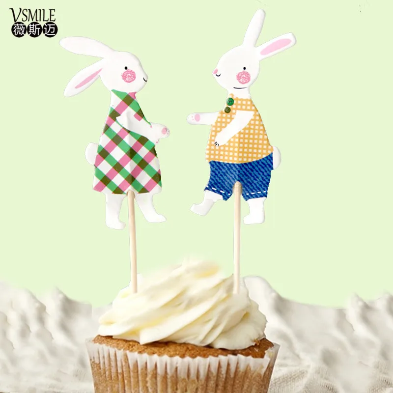 24 шт. милые пара кролик принцесса мультфильм торт чашки Топпер украшения день