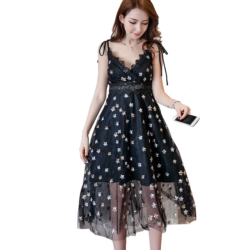 Лето 2018 Таиланд женское пляжное Сетчатое платье с кружевной отделкой расшитое