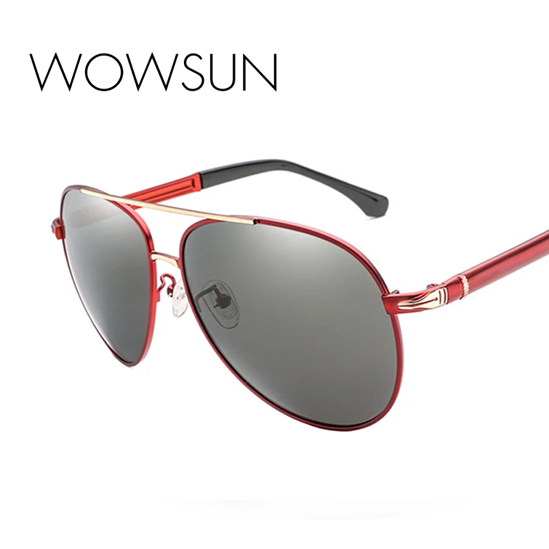 Солнцезащитные очки для мужчин WOWSUN 2018 бренда с поляризационными линзами HD, овальной формы, сплавной оправой, защитой от УФ-излучения и возможностью использования при вождении, модель A411.