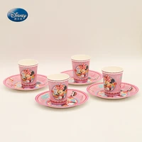 24pcs cartoon minnie mouse party supplies 12pcs cups 12pcs plates dishes kids birthday party decoration tableware set
