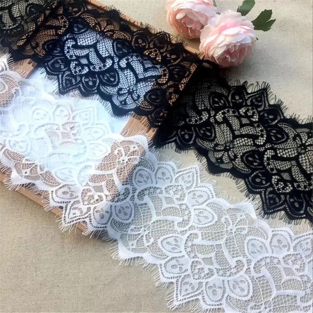 3 Meters Net Eyelet Eyelash Lace Fabric Trim In Black/White Bridal Wedding Flower 15cm Wide | Дом и сад