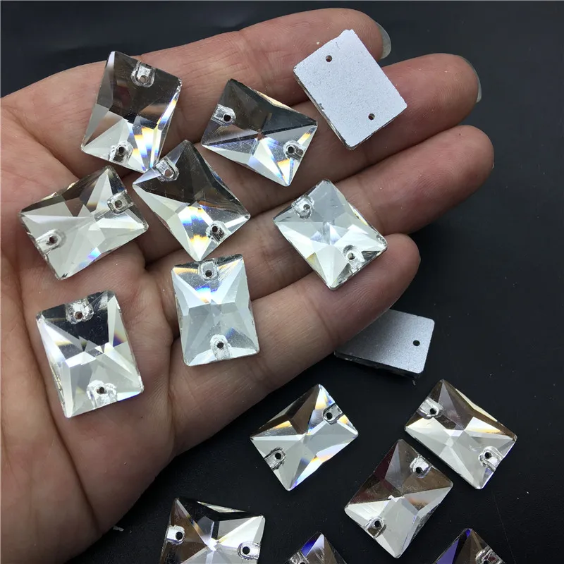 TopStone прямоугольная пришивка страз 2 отверстия 8x10 13x18 10x14 мм кристально чистое