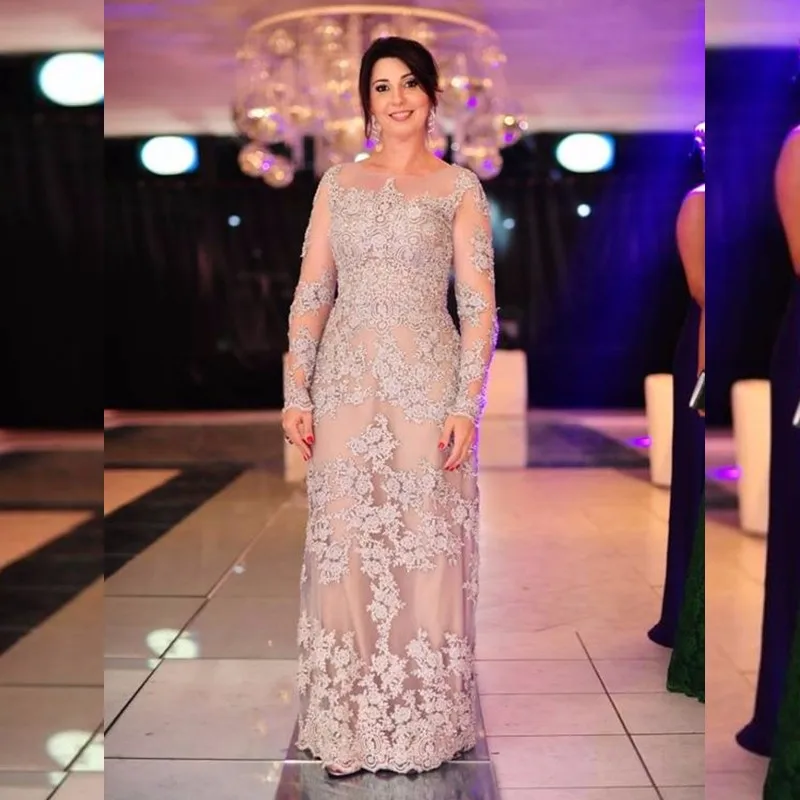 

2019 New Formal Mother of the Bride Dress Party Gown Lace Evening Dress Scoop Neck Applique Vestido de madrinha