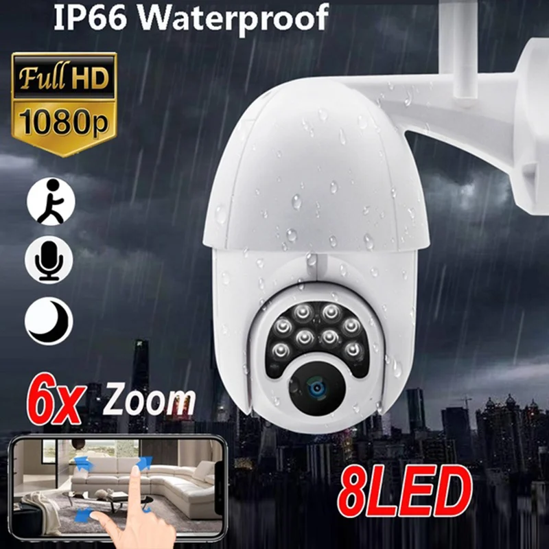 PTZ IP Камера H.265 с переменным фокусным расстоянием HD 1080P Wi-Fi IP Камера 8-Ночной светильник Водонепроницаемый безопасности PIR Камера s дома/наружного наблюдения монитор