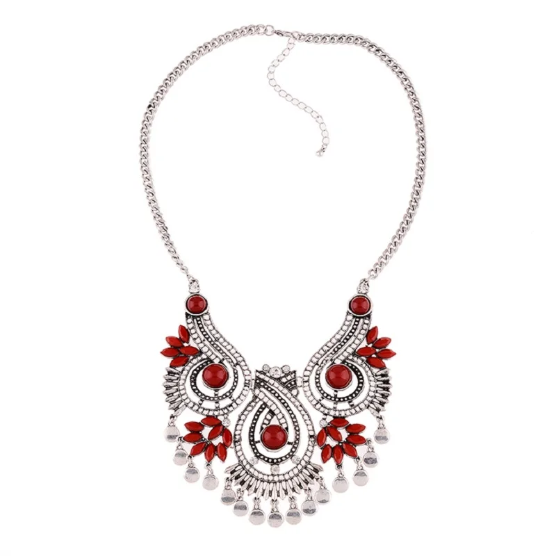 Женское длинное ожерелье в стиле бохо с кисточками и подвесками из смолы