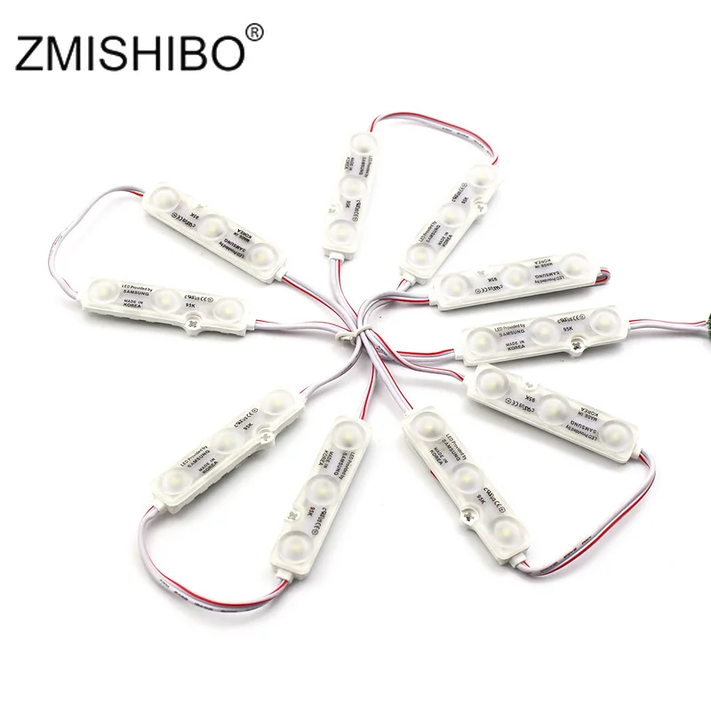 ZMISHIBO 10 шт./лот DC12V LED moulle Light 1 Вт Холодный белый 9500K 3LED в одной лампе PC крышка