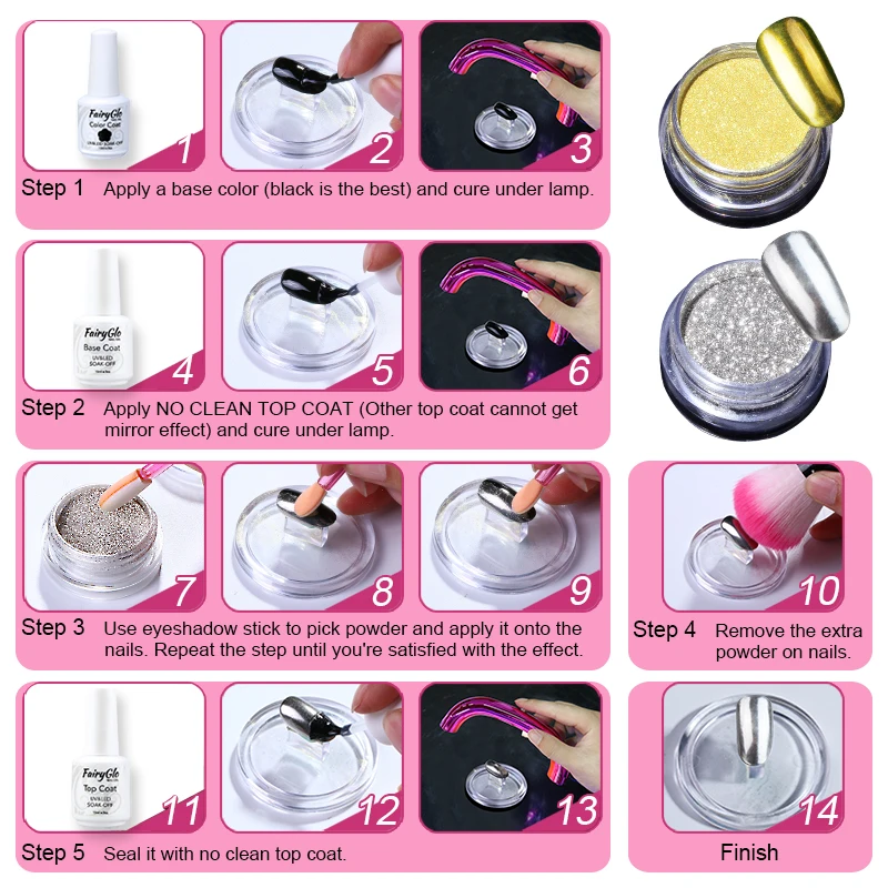 HNM волшебное зеркало хром блестящий порошок металлический для ногтей Spangles