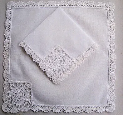 Высококачественный белый носовой платок с вышивкой из 100% хлопка кружевной