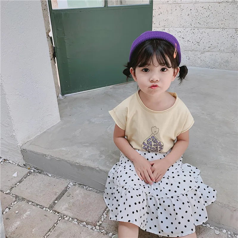 2019 Summer New Arrival korean style cotton cartoon printed all-match short sleeve t-shirt for cute sweet baby girls and boys | Мать и