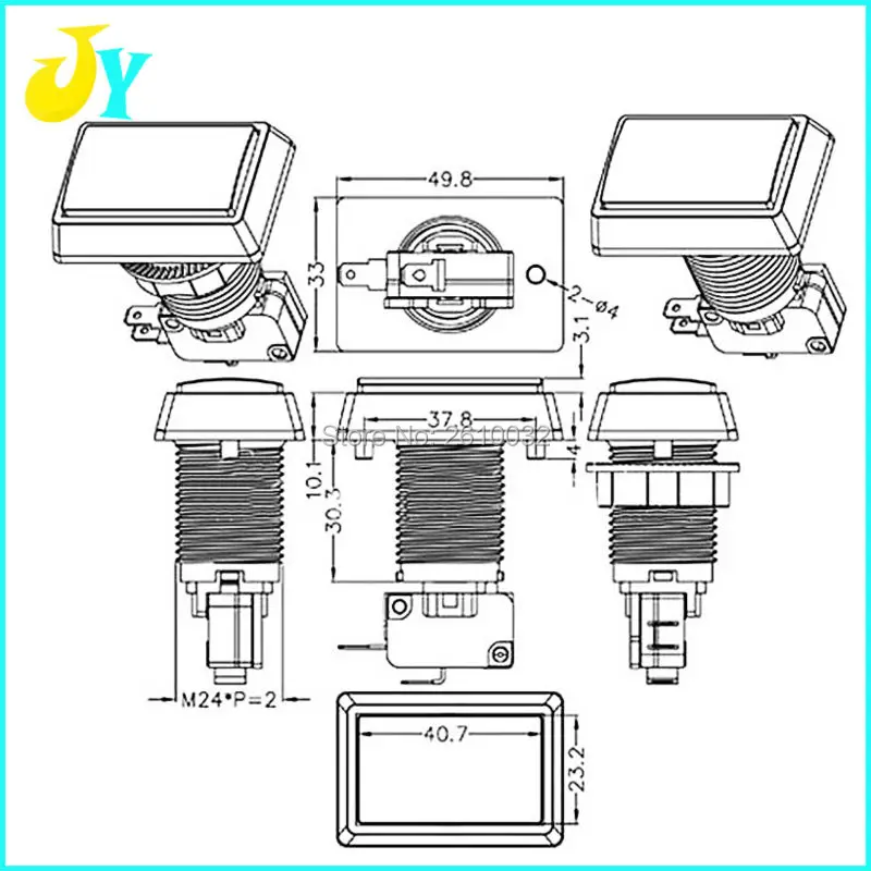 Из 2 предметов Аркады DIY Наборы Запчасти 12V 50*33 мм аркада со светодиодной