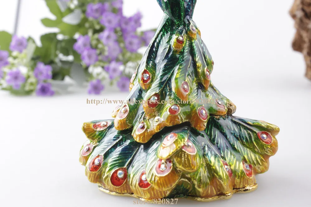 Симпатичная Павлин откидной оловянный шкатулка для безделушек подробнее о