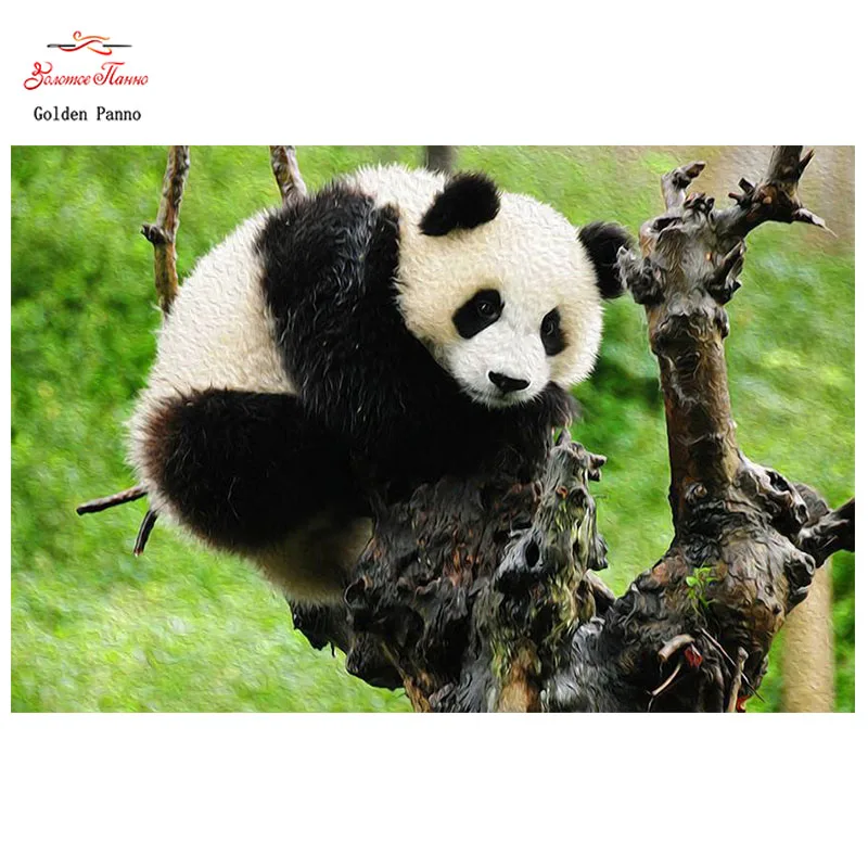 Golden Panno,DIY DMC 11CT 14CT completely Cross stitch animal panda,Christmas gift,embroidery needlework wall decoration 09