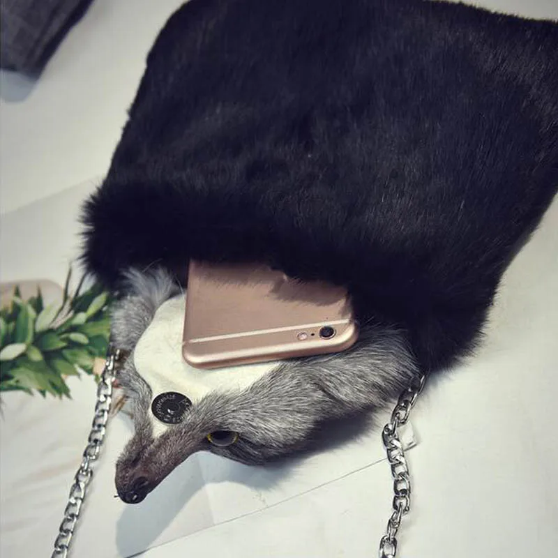 Кролик Мех животных Для женщин Сумки зима сумка Натуральный мех сумочка леди