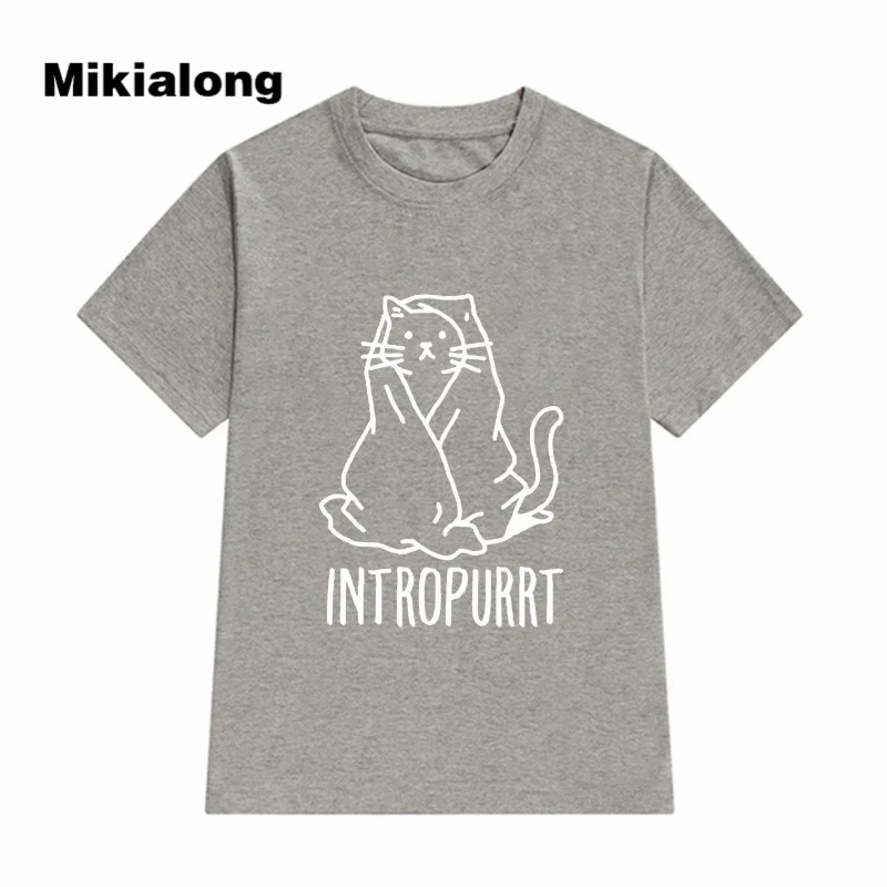 Футболка Mikialong Cat футболка с графическим рисунком женская топ 2017 летняя Милая