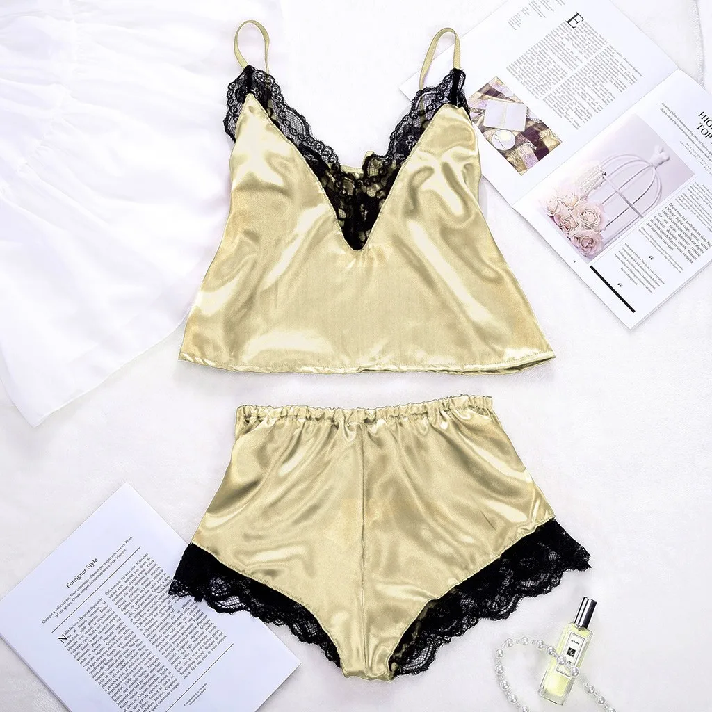 Пижама женская кружевная ночная рубашка 2 шт.|Спортивные костюмы| |