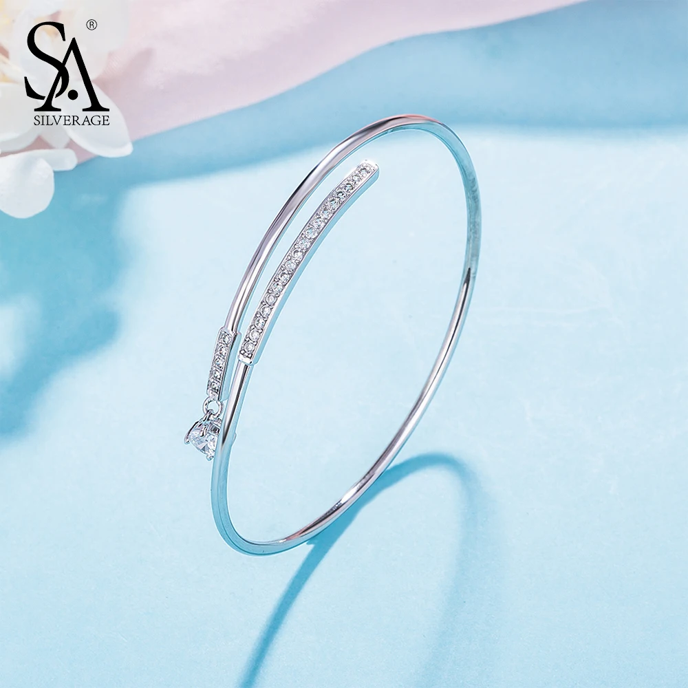 Женские браслеты манжеты SA SILVERAGE регулируемые свадебные из стерлингового
