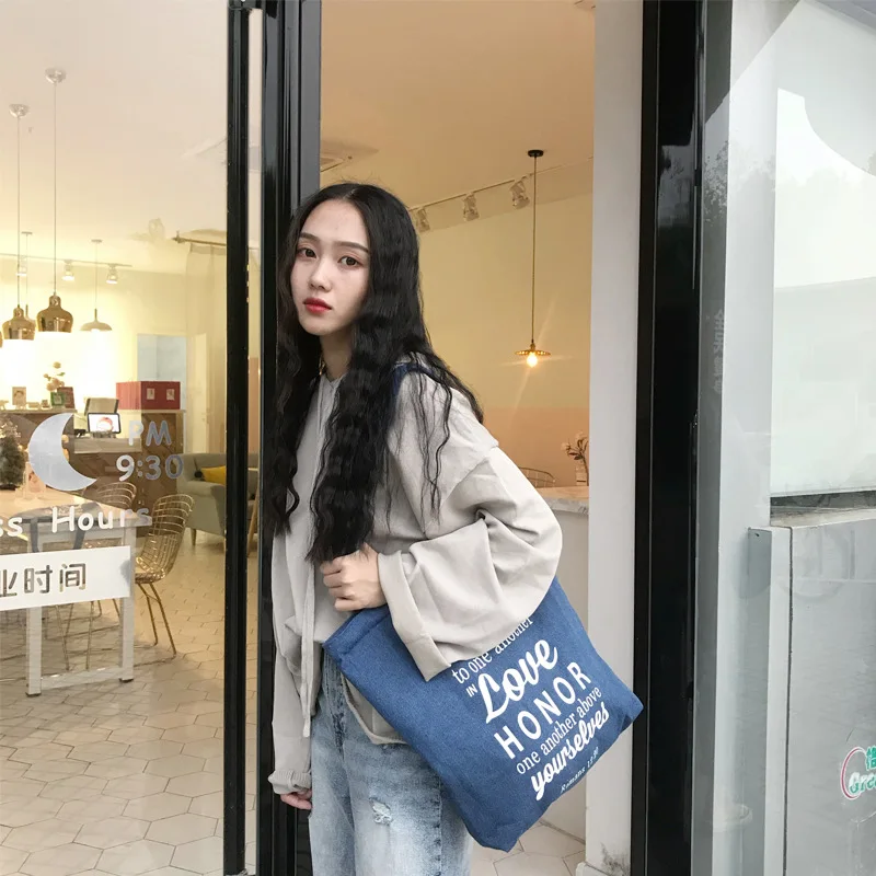 Youda Корея Новая Джинсовая сумочка с буквенным принтом сумка на плечо модные