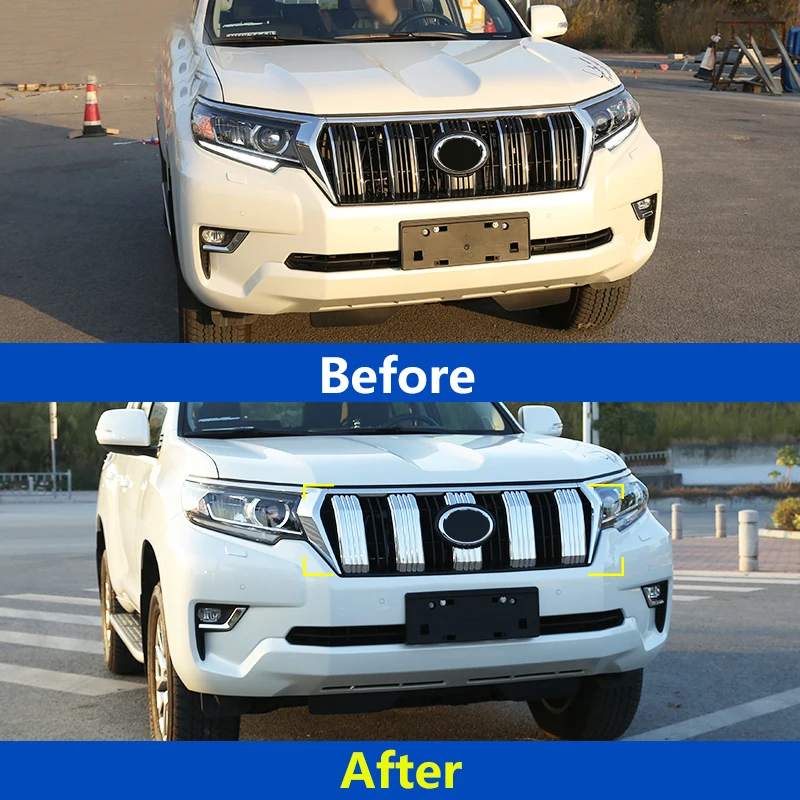 Для Toyota Land Cruiser Prado FJ 150, автомобильная передняя решетка, ограждение, накладка на решетку, декоративные наклейки, аксессуары для укладки