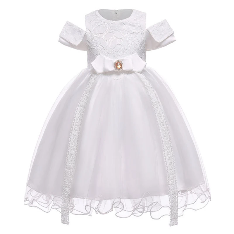 Girls bow dress princess performance fluffy sleeveless mesh hosted catwalk costume girls summer wear | Детская одежда и обувь