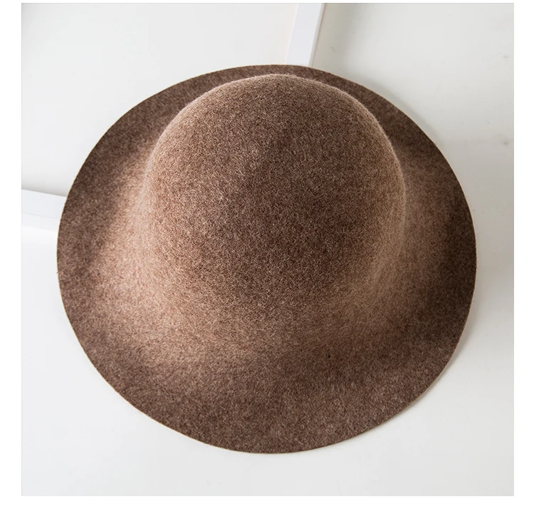 Winter Vintage Fedora Hat Women Thick Cashmere Hats polyester Felt Crushable Wide Brim Floppy Cap Retro Wool Top Hats