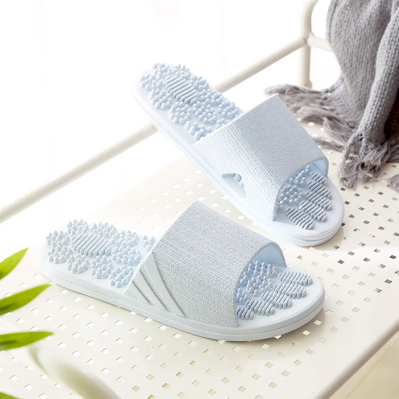sky blue MCCKLE/женские мягкие удобные тапочки; Женская Повседневная однотонная нескользящая обувь на плоской подошве для ванной; женская модная пляжная обувь на мягкой платформе - Цвет: sky blue