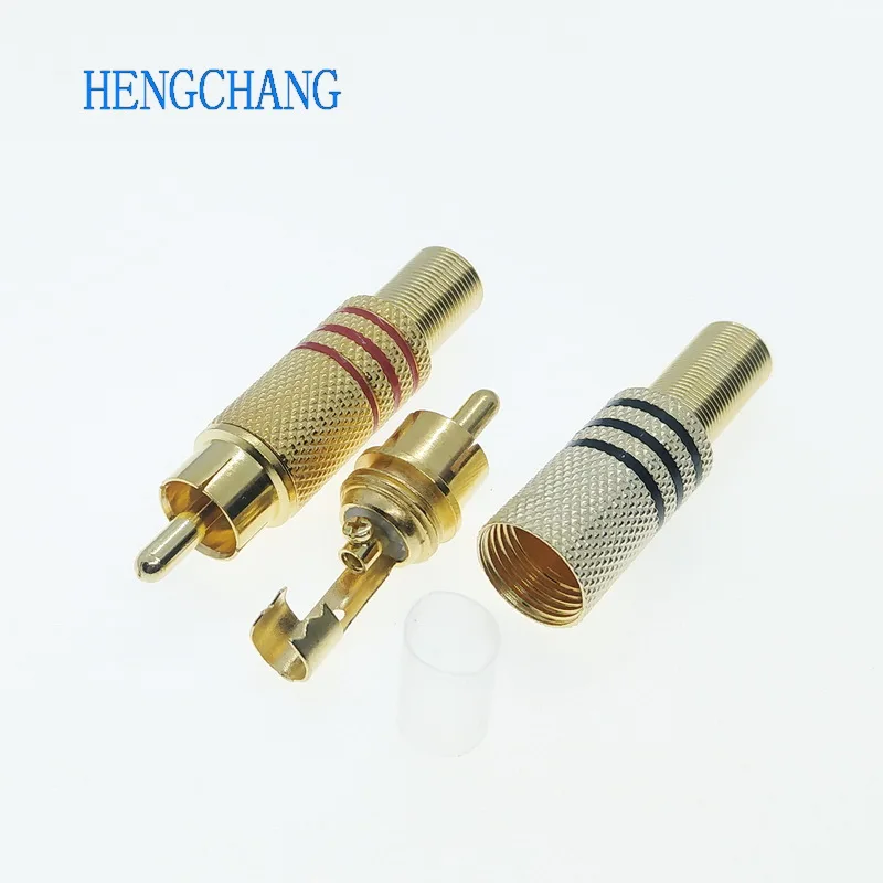 10Pcs Gold Plated weldless RCA Plug for Audio video Male Connector With Spring Cable Protector | Электроника