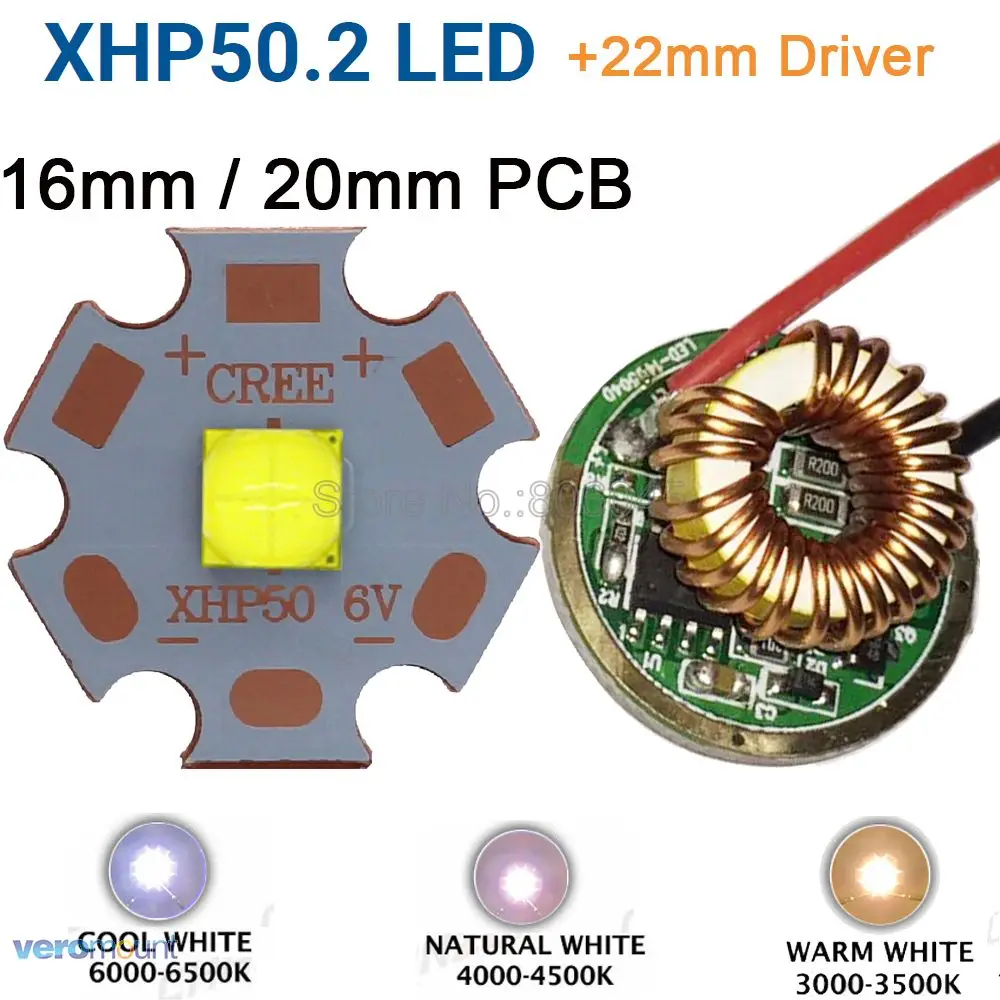 Cree XHP50.2 Gen2 6V холодный белый нейтральный теплый высокомощный светодиодный