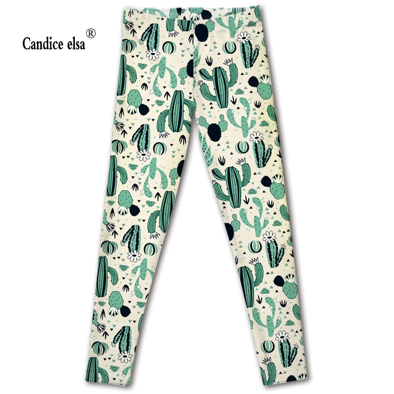 

CANDICE ELSA leggings women elastic sexy fitness legging cactus print workout female pants plus size wholesale drop shipping