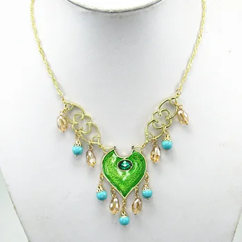 green Necklace Новая подвеска для косплея Аладдин ожерелье Принцесса Жасмин ожерелье - Окраска металла: green Necklace