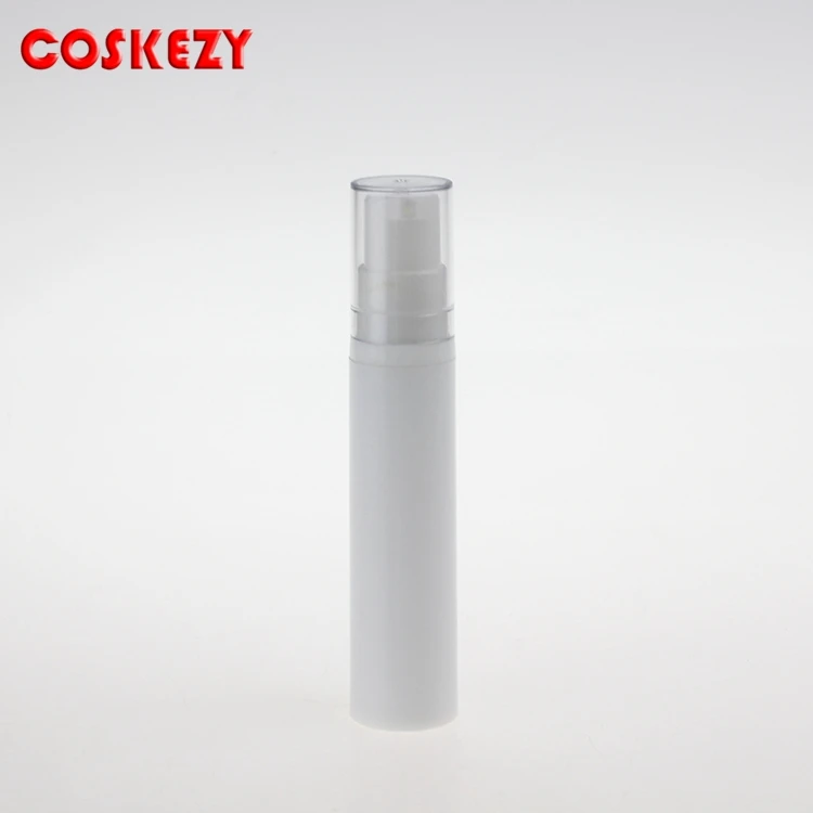 Small size white airless vacuum bottle, 10ml plastic airless bottle with white lid for cosmetic
