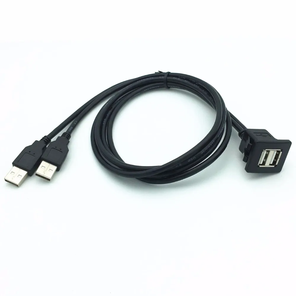 Удлинитель с двумя USB портами для монтажа на панели автомобиля лодки