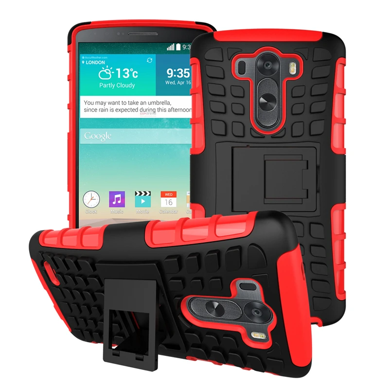 Silicon + Plastic 2 in 1 Dual Layer Shockproof Stand Phone Protection Case Cover For LG G3 |