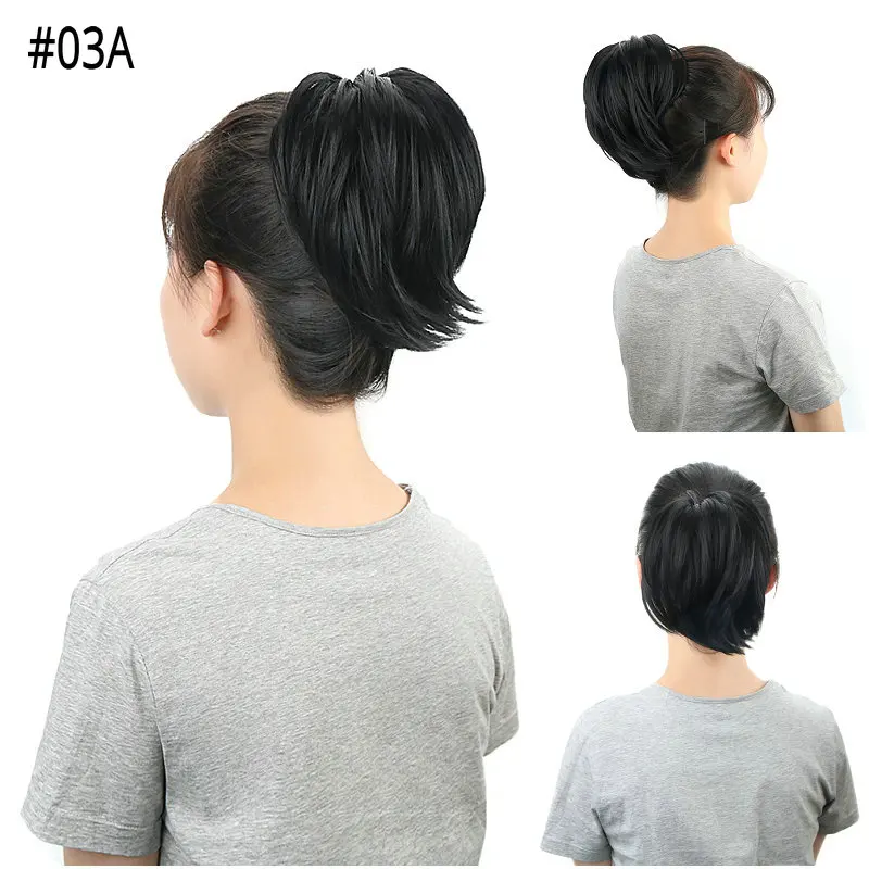 Synthetic Straight Donut Chignon Hair Bun Hairpieces Extensions Black Brown Blonde Chignon Hair Bun Wig For Women Heat Resistant