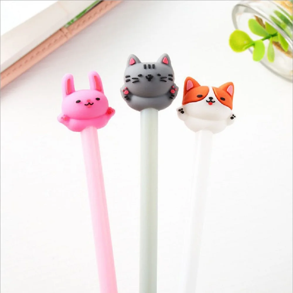 

1pcs Cute Cat Gel Pen Black Ink Writing Pens Kawaii Stationery Kids Gifts