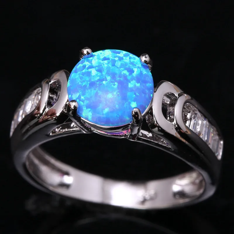 Браслет с бантом Небесно Голубой огненный опал и белое серебряное покрытие