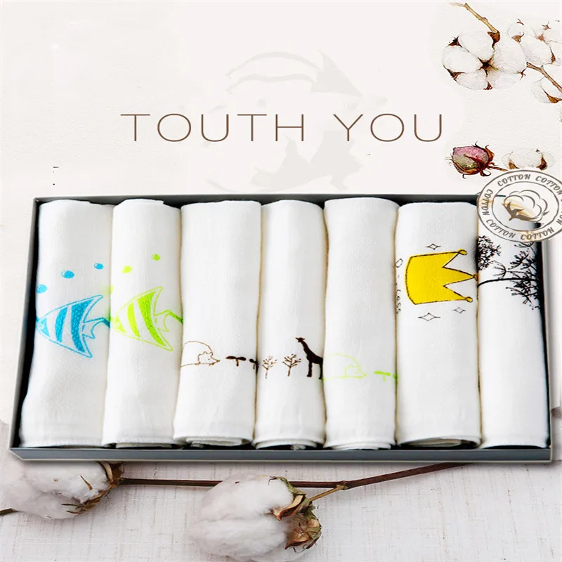 Хлопковое бамбуковое волокно 7 шт./компл. Комплект детских полотенец с коротким