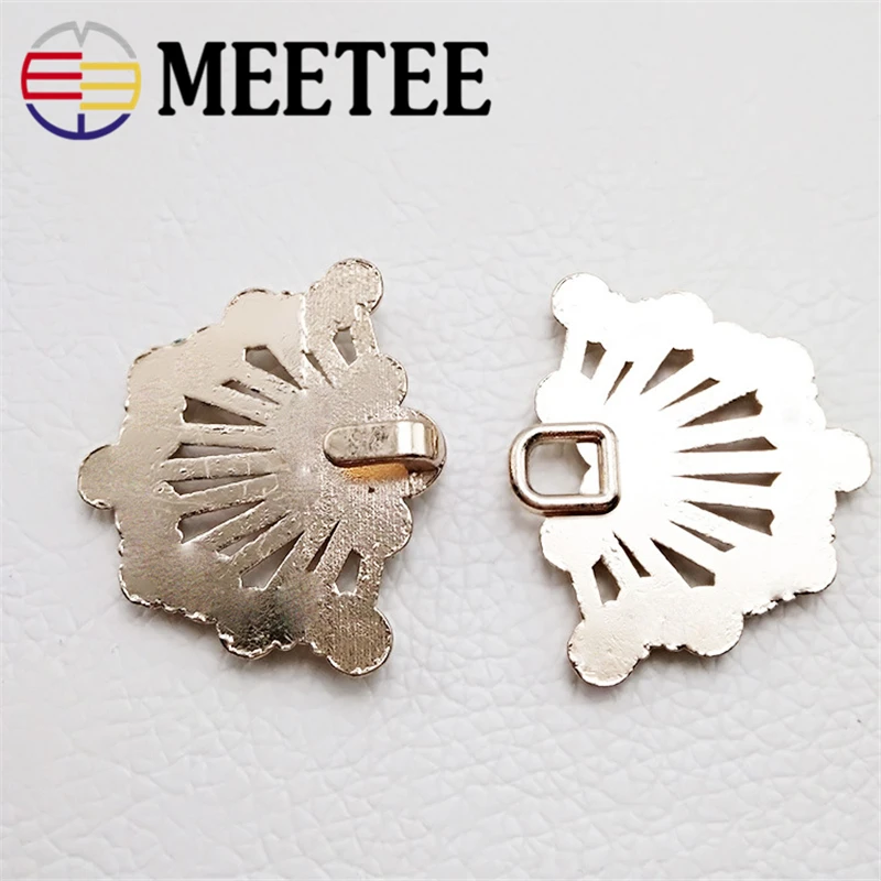 Meetee 10pcs 5.3X3.3cm Metal Rhinestone Decorative Fur Button Alloy Coat Combined DIY Garment Sewing Accessories ZK121 | Дом и сад