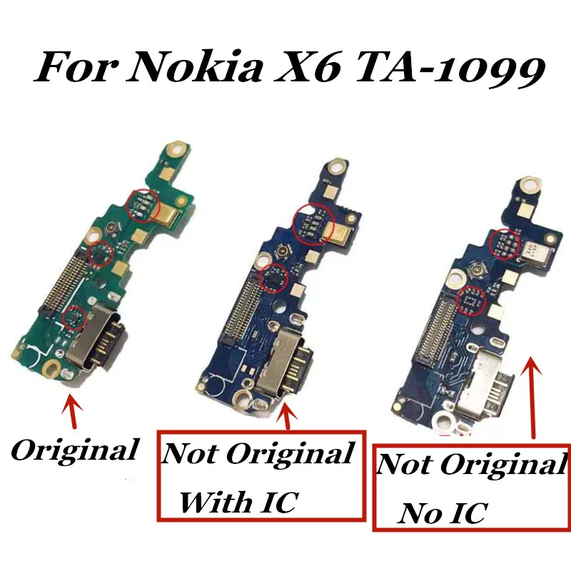 Для Nokia X6 TA-1099 USB зарядный док-порт + соединитель микрофона гибкий кабель запасные