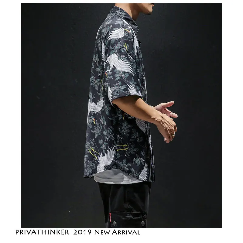 Privathinker мужские уличные рубашки 2019 летние китайские винтажные полупальто белые с