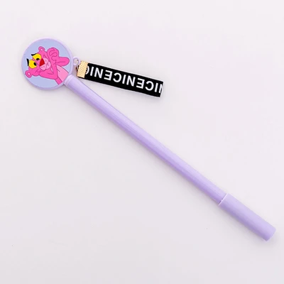 Purple panther 1pcs Корейский милый Единорог гелевая ручка с подвеской Kawaii Розовая пантера канцелярские товары Рождественский лось Снеговик креативный светильник Эйфелева башня лампа - Цвет: Purple panther 1pcs